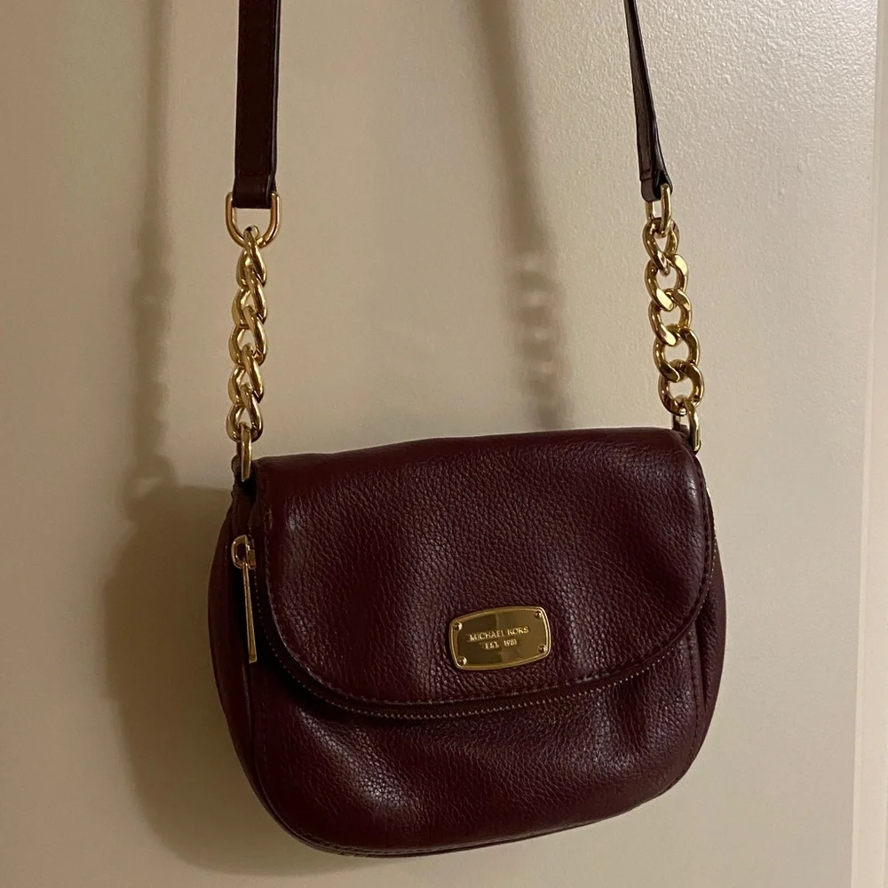 Michael Kors Dark Red Crossbody Bag with Gold Accents - Picture 1 of 8
